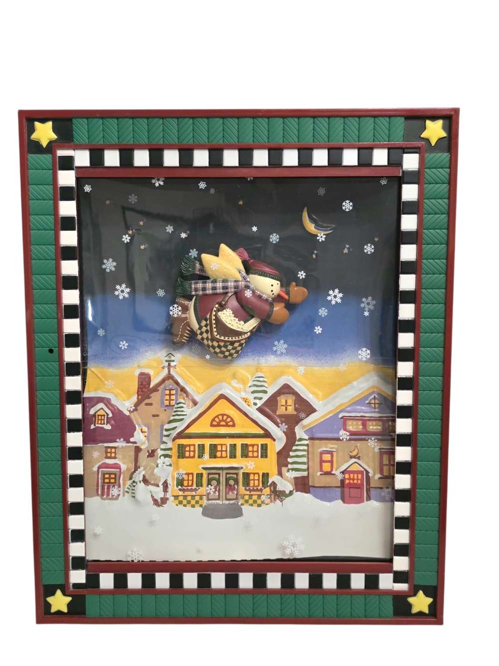 Vintage Mr Christmas Snowing Scenes Musical Box Picture Snowman Holiday Decor